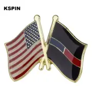 U.S. American Flag and Thin Blue Red Line Flag Lapel Pin FREE USA SHIPPING SHIPS