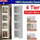 Storage Cabinet Shelf 37cm Folding 4 Tier with Wheels Home Office Dorm Gift
