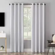Sun Zero Tyrell Tonal Total Blackout Grommet Curtain One Panel, 50" x 96", White