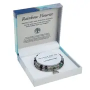 Crystal Carvings by Bramble Bay Tree of Life Duo Bracelet Set Rainbow Flourite Rhodium