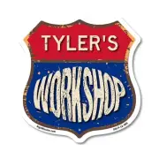 Tyler's Workshop Shield Shaped Sign Weather Resistant Crafted in the USA