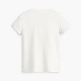 【LEVIS 官方旗艦】女款 修身版短袖T恤 / 鏡面反光Logo 牛奶白 熱賣單品 17369-2189