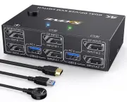Displayport KVM Switch 2 Monitors 2 Computers 8K@30Hz 4K@144Hz USB3.0 Du