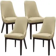 Claire Set of 4 Dining Chair Genuine Leather Solid Rubber Wood Frame - Taupe