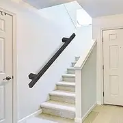 Black Metal Handrail Stair Rail Indoor Outdoor Banister Railing Wall Mounted Staircase Balustrade Square Pipe Non-Slip Safety Grab Handle Bar for Garden Attic Villa Basement(16ft/480cm)