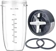 New Blender Cup and Blade Replacement Parts 32oz Cup and Extractor Blade and 2 Rubber Gaskets 4-Piece Compatible with NutriBullet High-Speed Blender/Mixer System 600W/900W Series