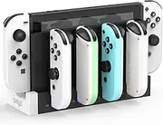FYOUNG Charger for Switch OLED Joy-Cons Controllers, Charging Dock Base Station With Indicator, Station Stand - White