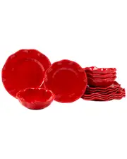 Certified International 12pc Perlette Red Melamine Dinnerware Set