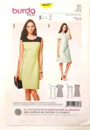 NEW Burda Sewing Pattern 6627 Dress With Panel Seams & Round Neckline SZ 8-18