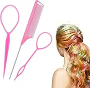 3 Pieces Rat Tail Comb, Slick Bristle Hair Brush, Hair Styling Tools Set Edge Brush for Edge & Back Brushing, Combing Slicking Hair for Women