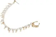 [Generic] Punk Fake Nose Ring Hoop Non-Piercing Disc Tassel Ear to Nose Chain Stud Earring Minimalist Indian Jewelry for Women and Girls (Golden, One size)