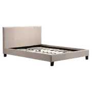 Double Linen Fabric Bed Frame Beige