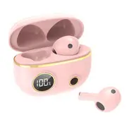 Bass Wireless Headphones Earphone TWS Bluetooth Earbuds Stereo Sound Sports Headset With Digital Display For Smartphone - Pink