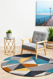 Rug Culture Multi Handmade High Quality Wool Prism Round Rug