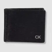 Calvin Klein Men's Black RFID Slim-Fold Extra Capacity Leather Card Wallet.