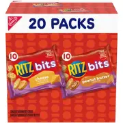 RITZ Bits Cheese and Peanut Butter Cracker Sandwiches Variety Pack 20 Snack Pack