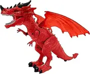 GeoDragon Red 'Firestorm' Smoke-Breathing Standing Dragon Toy with Walking Motions, Lights & Roaring Sound Effects