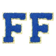Chenille Letter Patches 2.2" Letter F Embroidered Patch (Blue, Pack of 2)