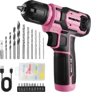 Pink Power Drill Set, 8V Cordless Drill Driver Set with 53Pcs Bit Set, 2.0Ah Ele