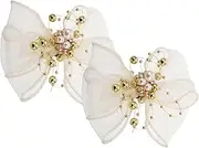 [GLSTOY] 2pcs Detachable Bow Shoe Clips with Faux Pearl Design Elegant Buckles for Heels for Weddings Bridal Prom and Daily Wear Accessories