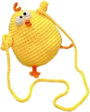 [Minkissy] Mini Egg Bun Shape Kids Purse Crochet Woven Bag Crossbody Wallet for Toddlers Girls Fun and Stylish Great Present for Children