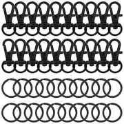 80pcs Swivel Snap Hook and Key Rings Set, Black Swivel Clasps Lanyard black