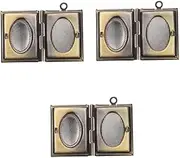 Cabilock 3pcs Photo Frame Bath Bracket Accessories Little Girl Ornaments Photo Pendant Decoration Doll House Floating Object Pendant Jewelry Pendant Decorative Button Ring Metal