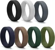 [URCHUZE] 7 Pcs Silicone Rings for Men Women, Rubber Wedding Bands Set Engagement Wedding Promise Ring for Men Breathable Design 8mm Wide-2mm Thick 11-11.5(20.6mm)