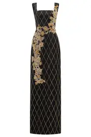 [TRACY STUDIO] STRAPPY FISH NET CRYSTALLINE STRAIGHT DRESS BLACK XXL