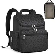 Diaper Bag Backpack, 14x12x6 Inch Multi-Function Baby Travel Bag with Independent Pouch & Pad, Baby Supplies with Insulated Bottle Compartment, Water-Repellent for Mom Outdoor
