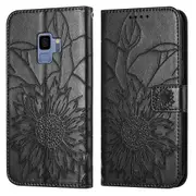 Galaxy S9 Wallet Case 3 Credit Card Slot ID Card Holder, PU Leather Flip Case - Black