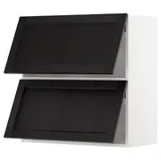 METOD wall cabinet horizontal w 2 doors, white/Lerhyttan black stained, 80x37x80 cm
