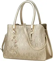 [FOXLOVER] Top-Handle Satchel Handbags for Women Chain Patterns Cow Leather Magnetic Zipper Closure With Crossbody Strap
