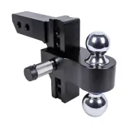 2" Receiver 6" Drop Adjustable Towing Hitch Dual Ball Mount Trailer With Lock BK