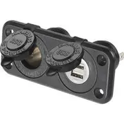 Narva 12/24V Twin Accessory w/USB Socket - Flush Mount