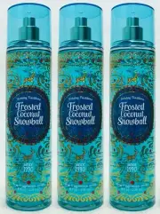 3 Bath & Body Works FROSTED COCONUT SNOWBALL Fine Fragrance Mist Body Spray 8 oz