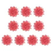 10Pcs 3.9" Chiffon Flowers Fabric Flower Sewing Fabric Appliques Coral