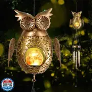 Kelvinlux Solar Owl Wind Chimes Outdoor, Waterproof Sun Wind Bells Light with