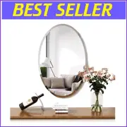 Elegant Frameless Oval Wall Mirror - Beveled Edge, Polished Finish 20" x 28"