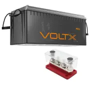 1* VoltX 12V 300Ah Lithium Battery LiFePO4 1* 4 GANG 300A M8 Bus Bar 12V Red