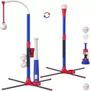 3-In-1 Baseball Set for Kids 3-5 - Tee Ball Stand, Hanging Tee, Ball Launcher &