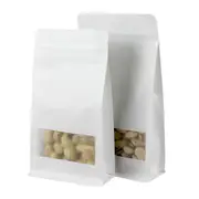 50Pcs Kraft Paper Stand Up Pouch Window Zipper Food Seal Bags