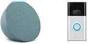 Echo Pop Midnight Teal + Ring Video Doorbell - Satin Nickel