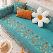 [KCCRHIN] Bohemian Style Couch Cover Chenille Sofa Cover Sofa Slipcover Non Slip Couch Slipcover Decorative Sofa Cover Furniture Protector Sofa Cover Blanket for Pets,Green,70 * 70cm/27.6 * 27.6in