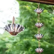 1m/2m/3m/4m Rain Chain for Gutters Downspouts, Rain Catcher Chain Japanese for Outdoor Decor, Thick Iron Flower Cups Rain Catcher Diverter (Color : Style8, Size : 2.6m/8.5ft)