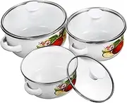 BESPORTBLE Flat Bottom Soup Pot Set Double Handles Small Pot Handle Enamel Saucepan for Cooking Comfortable to Hold