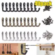 40Pack Hanging Metal Single Hook Clothes Hat Coat Robe Wall Door Hangers Hooks