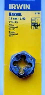Irwin Hanson Hexagon Die 9741 - 11mm - 1.50 Irwin Hanson High Carbon Steel