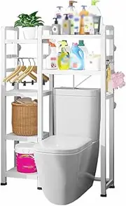 SPXMQSS Over Toilet Storage, Washing Machine Storage Unit, Scalable Above Toilet Storage Cabinet, Mass-Storage Storage Open Rack, for Bathroom, Living Room, Laundry A 107x26x130cm