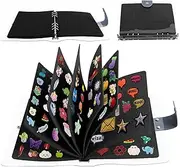 Enamel Pin Display Book - 8 Pages Organizer With Clear PVC Cover, Large Capacity Collection Holder for Badges, Brooches, Trading Cards (Black)